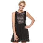 Juniors' Lily Rose Lace Bodice Skater Dress, Teens, Size: 5, Black