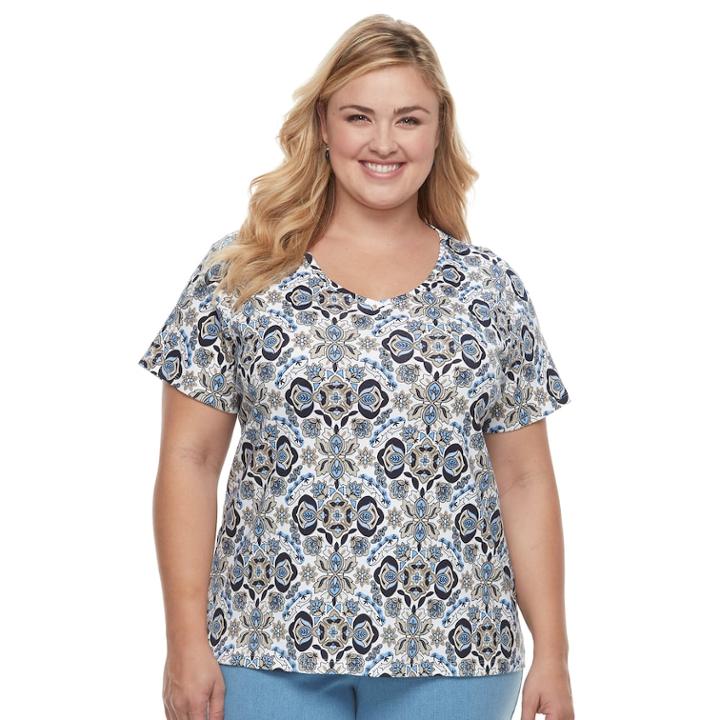 Plus Size Croft & Barrow&reg; Essential V-neck Tee, Women's, Size: 1xl, Med Grey