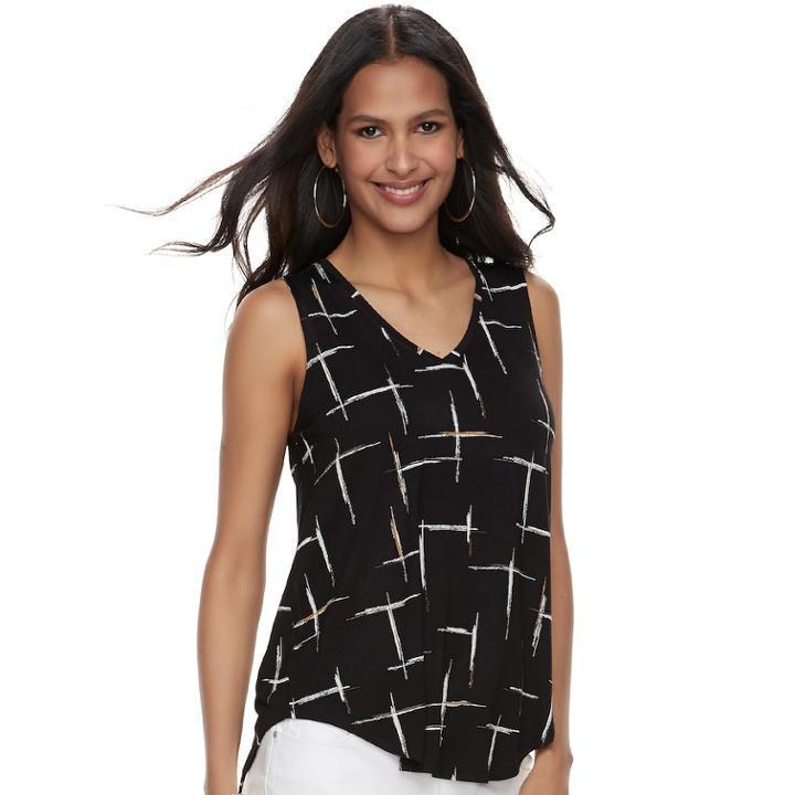 Women's Apt. 9&reg; V-neck Tank, Size: Medium, Black