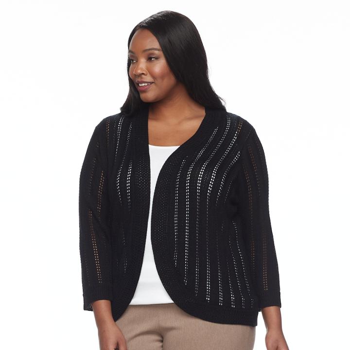 Plus Size Dana Buchman Open Stitch Shrug, Women's, Size: 0x, Oxford
