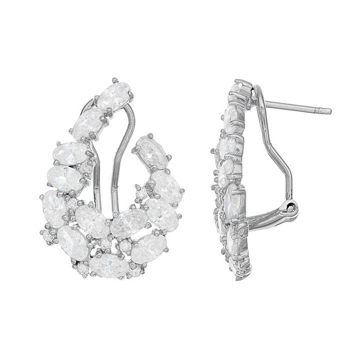 Sophie Miller Sterling Silver Cubic Zirconia Teardrop Earrings, Women's, White