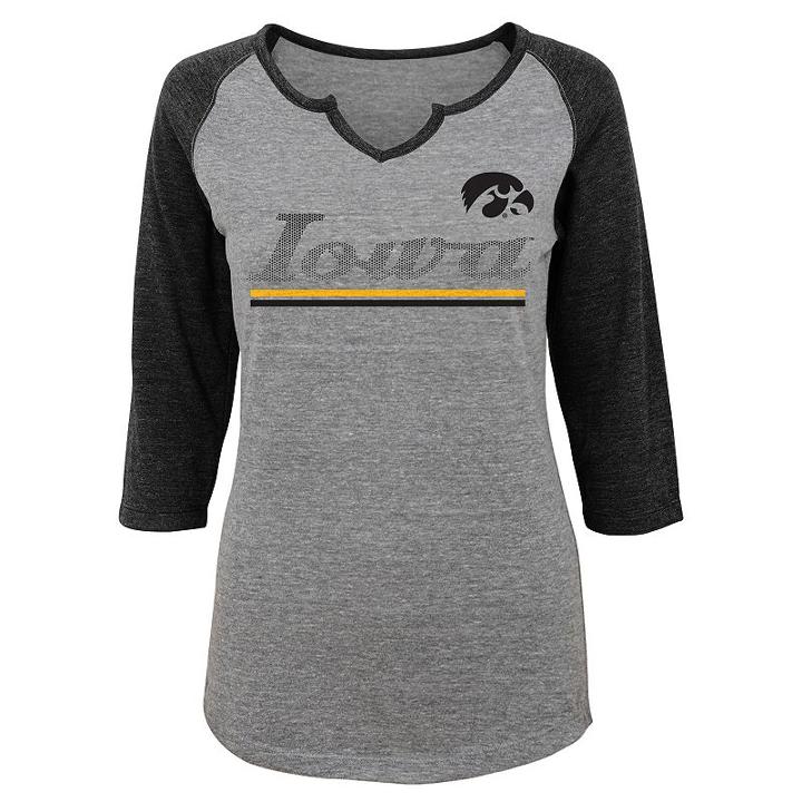 Women's Iowa Hawkeyes Over The Line Tee, Size: Medium, Dark Grey