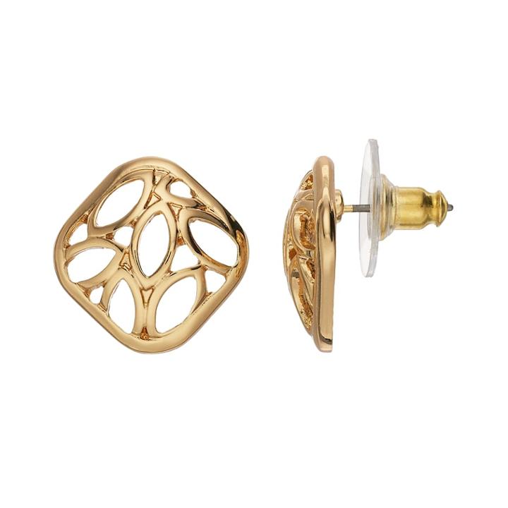 Dana Buchman Openwork Square Stud Earrings, Women's, Gold