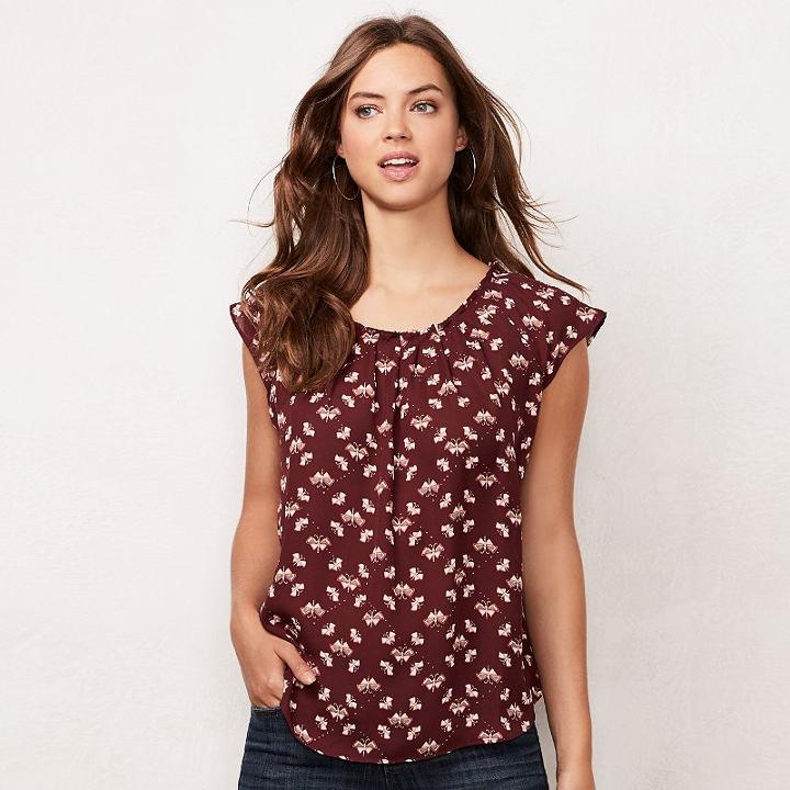 Women's Lc Lauren Conrad Pleated Top, Size: Xxl, Dark Red