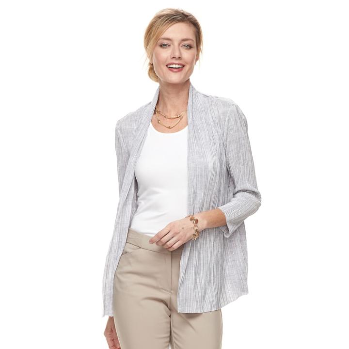Women's Dana Buchman Pleated Open-front Cardigan, Size: Small, Grey