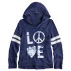 Girls' 7-16 So&reg; Varsity Graphic Hooded Sweatshirt, Size: 7-8, Dark Blue