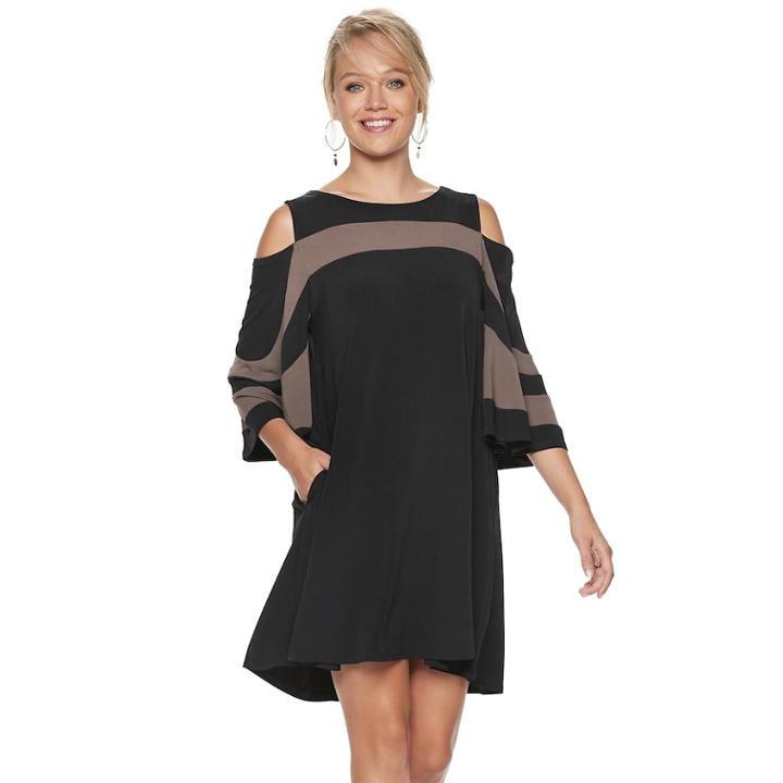 Women's Nina Leonard Oversized Sleeve Cold-shoulder Dress, Size: Medium, Oxford
