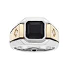 Men's Two Tone Sterling Silver Onyx & Lab-created White Sapphire Ring, Size: 9, Black