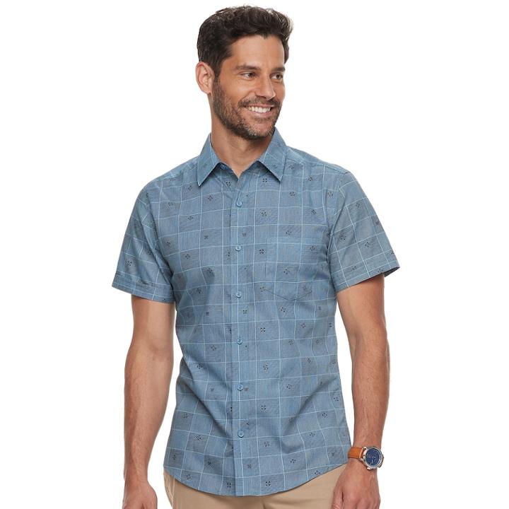 Men's Haggar Classic-fit Tuckless Button-down Shirt, Size: Xl, Blue (navy)