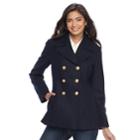 Women's Apt. 9&reg; Wool Blend Peacoat, Size: Medium, Blue (navy)