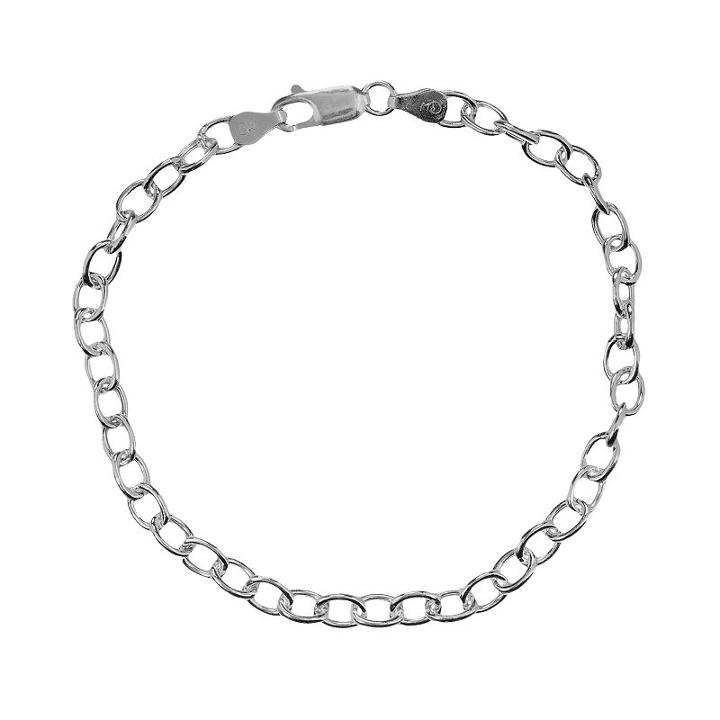 Sterling Silver Oval-link Bracelet, Women's, Size: 7.5, Grey