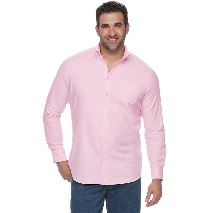 Big & Tall Sonoma Goods For Life&trade; Button-down Shirt, Men's, Size: Xl Tall, Brt Pink