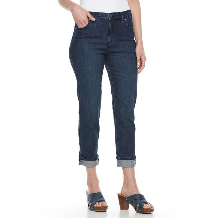 Petite Gloria Vanderbilt Amanda Cuffed Ankle Pants, Women's, Size: 6 Petite, Med Blue