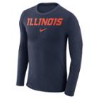 Men's Nike Illinois Fighting Illini Marled Long-sleeve Dri-fit Tee, Size: Large, Blue (navy)