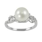 Sterling Silver 1/8-ct. T.w. Diamond And Freshwater Cultured Pearl Ring, Women's, Size: 6, White