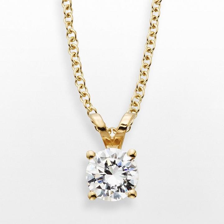 14k Gold 1/2-ct. T.w. Igl Certified Diamond Solitaire Pendant, Women's, Size: 18, White