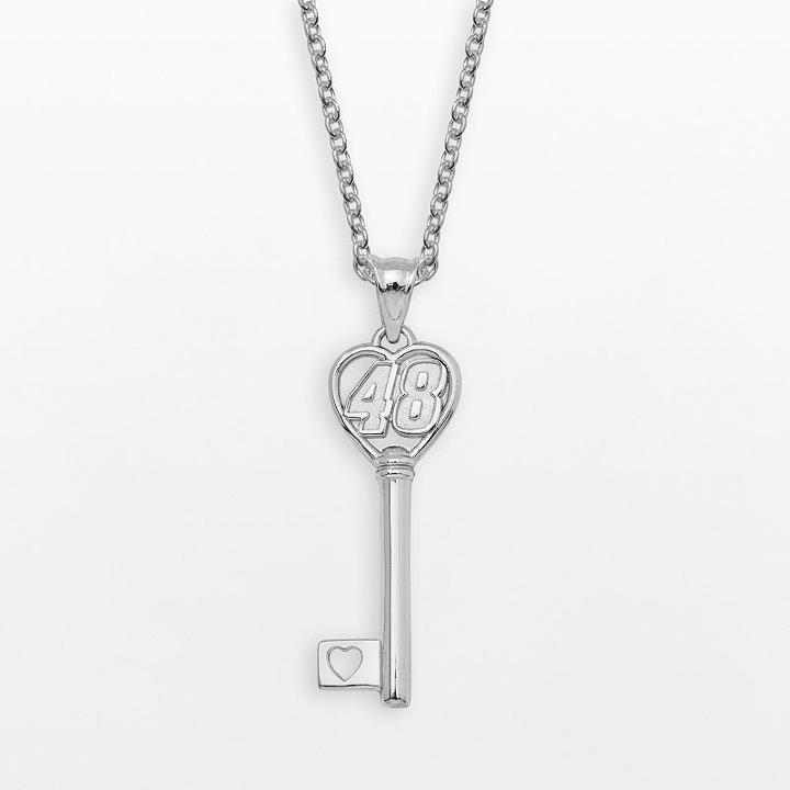 Insignia Collection Nascar Jimmie Johnson Sterling Silver 48 Heart Key Pendant, Women's, Size: 18, Grey