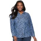 Plus Size Croft & Barrow&reg; Classic Soft Button-down Shirt, Women's, Size: 3xl, Dark Blue
