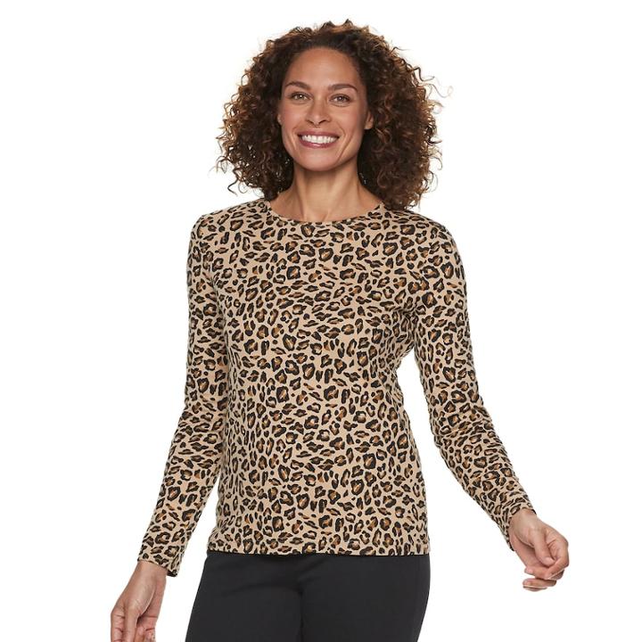 Women's Croft & Barrow&reg; Classic Crewneck Tee, Size: Large, Med Beige