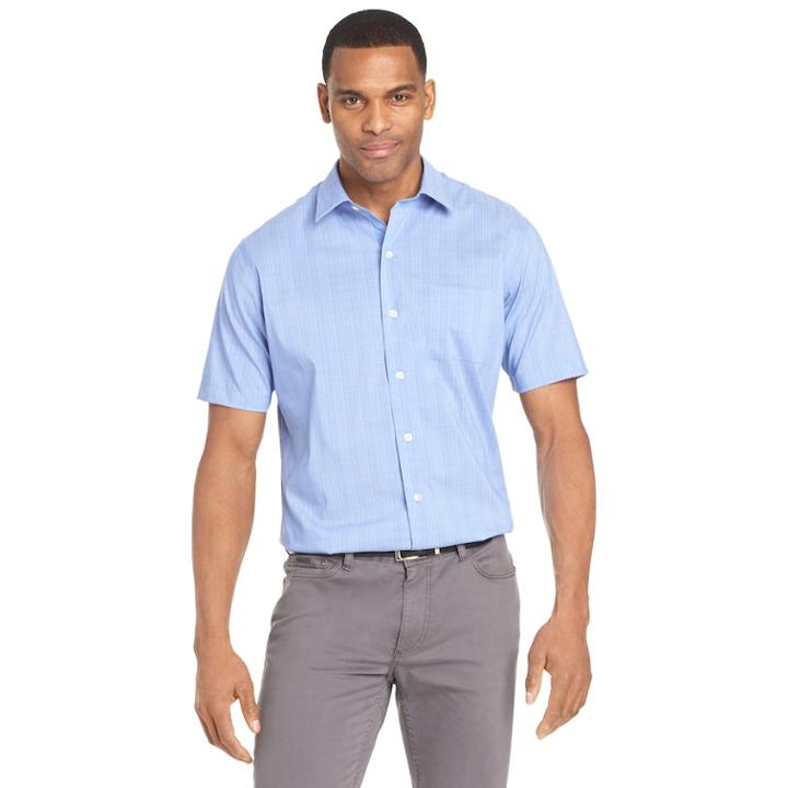 Men's Van Heusen Flex Non-iron Slim-fit Button-down Shirt, Size: Medium, Light Blue