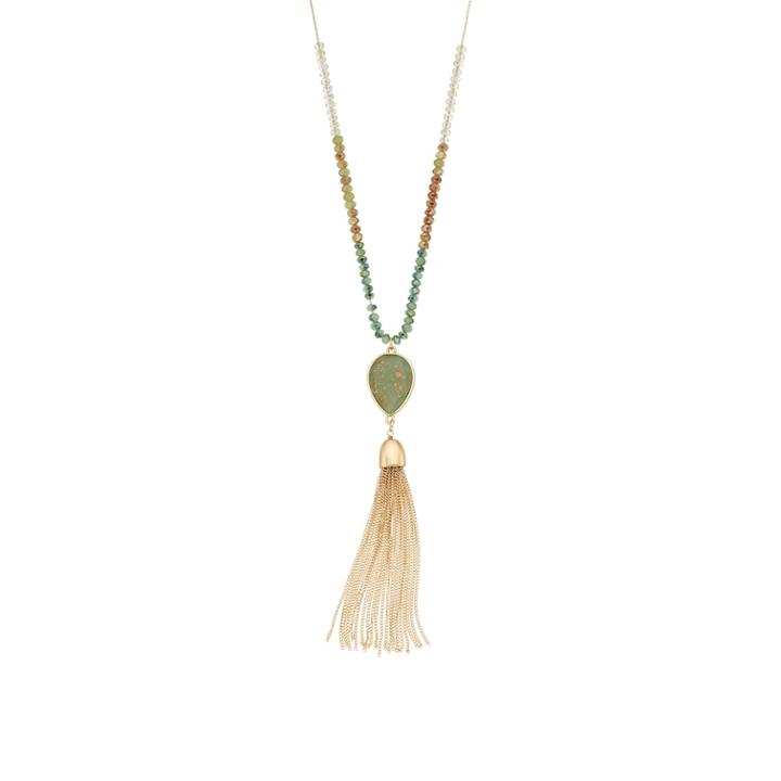 Lc Lauren Conrad Beaded Tassel Pendant Necklace, Women's, Turq/aqua