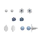 Lc Lauren Conrad Flower & Leaf Nickel Free Stud Earring Set, Women's, Blue