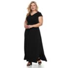Plus Size Dana Buchman Shirred Maxi Dress, Women's, Size: 1xl, Black
