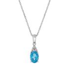 Sterling Silver Aquamarine & Diamond Accent Oval Pendant, Women's, Blue