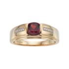 Men's 10k Gold Lab-created Garnet & Diamond Accent Ring, Size: 9, Red