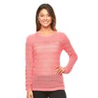 Women's Caribbean Joe Pointelle Crewneck Sweater, Size: Small, Pink Other