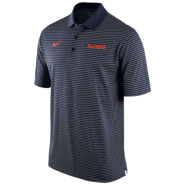 Men's Nike Illinois Fighting Illini Striped Stadium Dri-fit Performance Polo, Size: Small, Blue (navy)