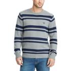 Men's Chaps Classic-fit Striped Crewneck Sweater, Size: Medium, Grey