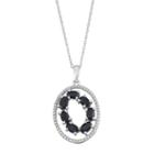 Sterling Silver Black Sapphire Oval Pendant Necklace, Women's, Size: 18