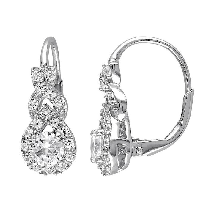 Lab-created White Sapphire Sterling Silver Twist Drop Earrings, Women's