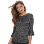 Women's Apt. 9&reg; Bell Sleeve Top, Size: Small, Black