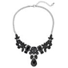 Mudd&reg; Black Faceted Stone Cluster Statement Necklace, Women's