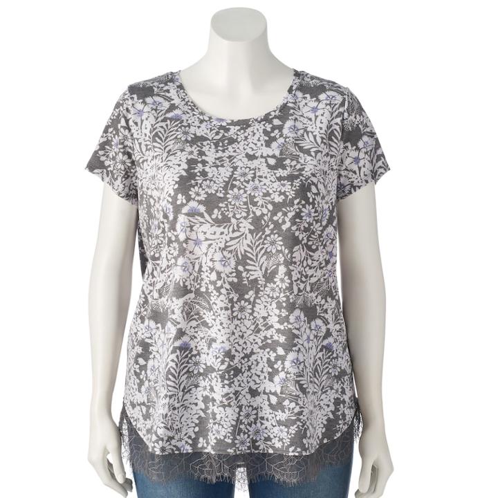 Plus Size Lc Lauren Conrad Lace-trim Top, Women's, Size: 0x, Oxford