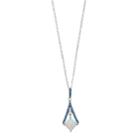 Sterling Silver Simulated Opal & Cubic Zirconia Oblong Pendant Necklace, Women's, White