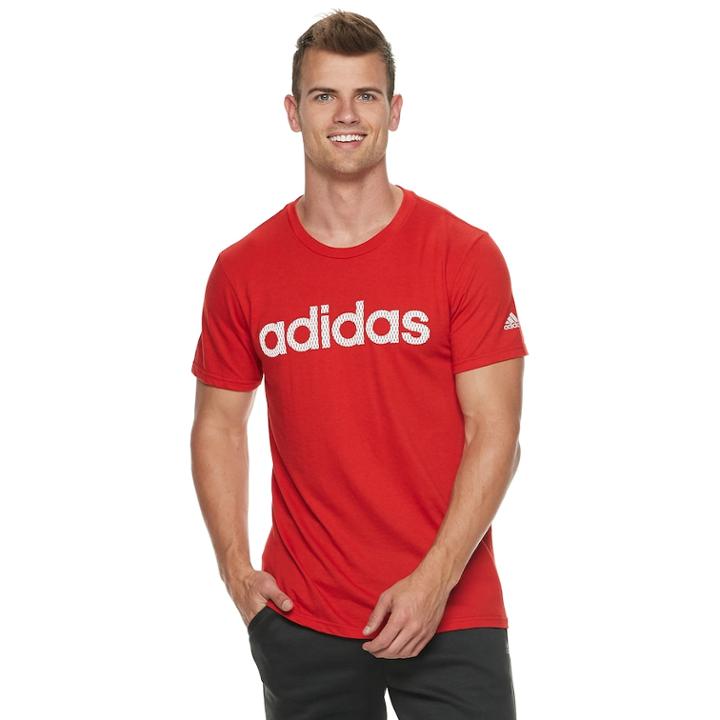 Men's Adidas Mesh Linear Logo Tee, Size: Xl, Red
