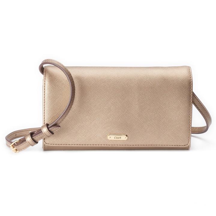Chaps Kaelyn Saffiano Flap Crossbody Bag, Women's, Gold