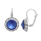 Illuminaire Crystal Silver-plated Halo Drop Earrings - Made With Swarovski Crystals, Women's, Blue