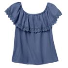 Girls 7-16 Cloud Chaser Off Shoulder Waffle Thermal Popover Top, Girl's, Size: Medium, Light Blue