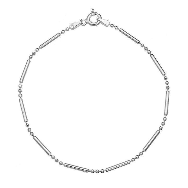 Sterling Silver Bead Chain Bracelet - 8 In, Women's, Size: 8, Grey