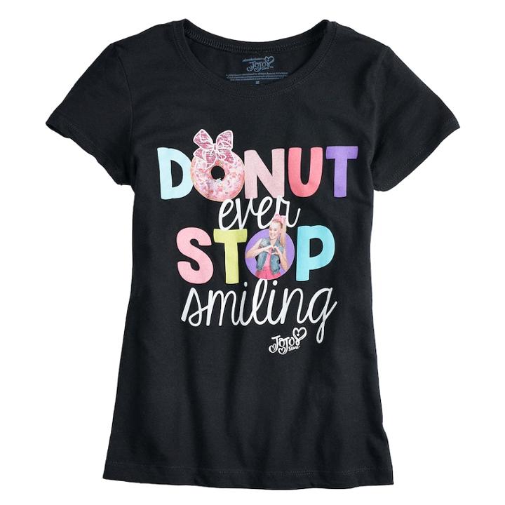 Girls 7-16 Jojo Siwa Donut Ever Stop Smiling Graphic Tee, Size: Medium, Black