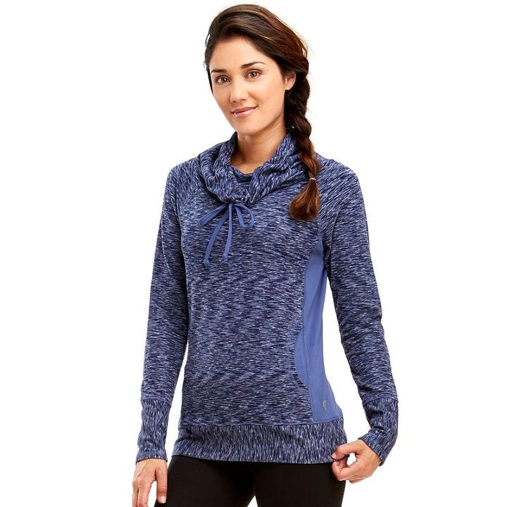 Women's Marika Balance Collection Happy Camper Cowlneck Hiking Top, Size: Large, Dark Blue