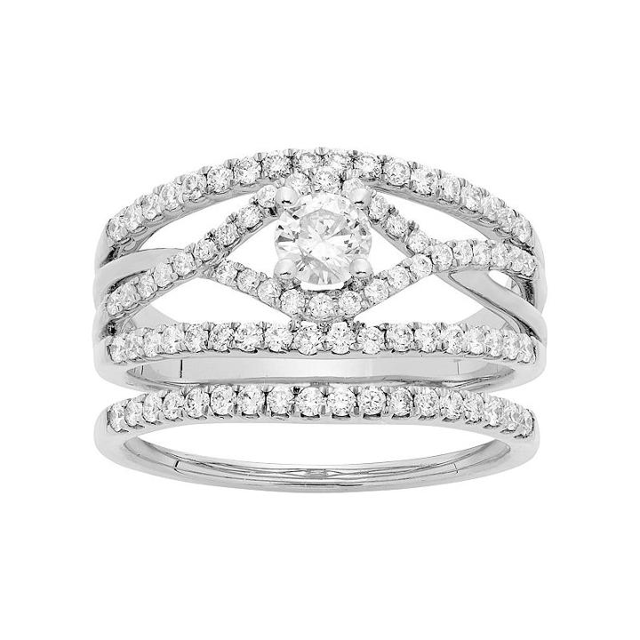 14k White Gold 1 Carat T.w. Igl Certified Diamond Engagement Ring Set, Women's, Size: 8.50