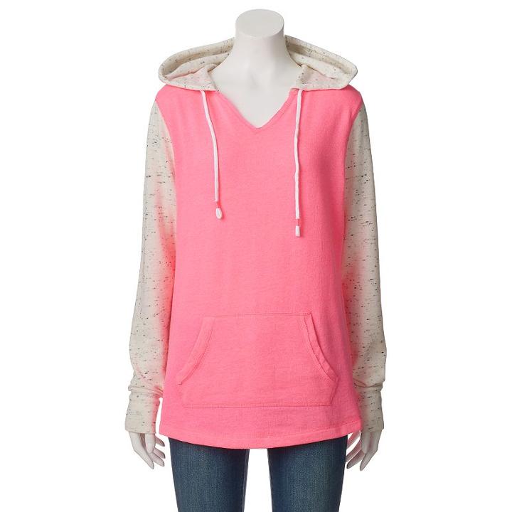 Juniors' So&reg; Hooded Notchneck Tunic, Girl's, Size: Medium, Dark Pink