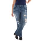 Juniors' Plus Size Amethyst Ripped Baby Bootcut Jeans, Teens, Size: 24w T/l, Dark Blue