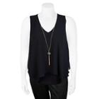 Juniors' Plus Size Iz Byer Asymmetrical Overlay Tank, Teens, Size: 2xl, Black