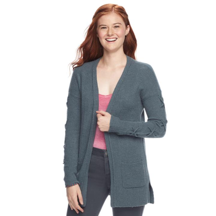 Juniors' Pink Republic Lace-up Cardigan, Teens, Size: Medium, Light Blue